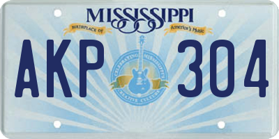 MS license plate AKP304