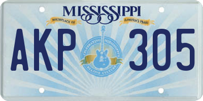 MS license plate AKP305