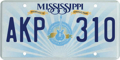 MS license plate AKP310