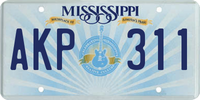MS license plate AKP311