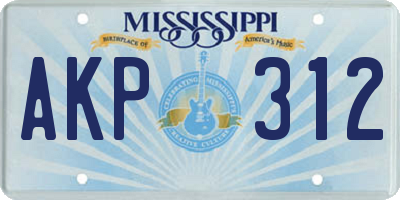 MS license plate AKP312