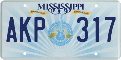 MS license plate AKP317