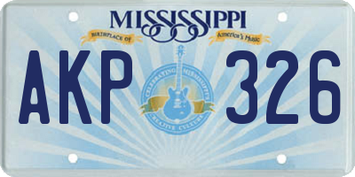 MS license plate AKP326