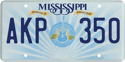 MS license plate AKP350
