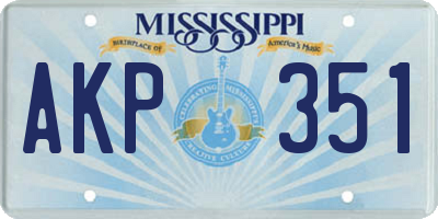 MS license plate AKP351