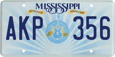MS license plate AKP356