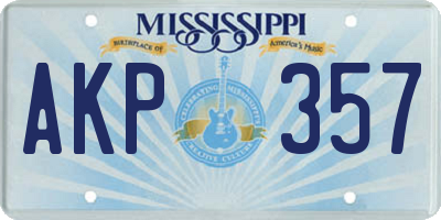 MS license plate AKP357