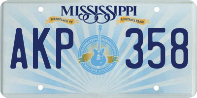 MS license plate AKP358