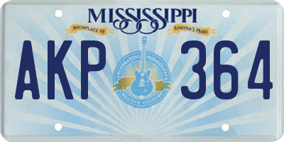 MS license plate AKP364
