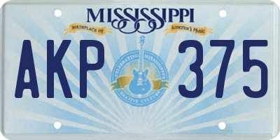 MS license plate AKP375