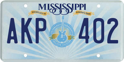 MS license plate AKP402