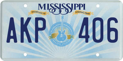 MS license plate AKP406