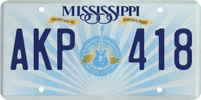MS license plate AKP418