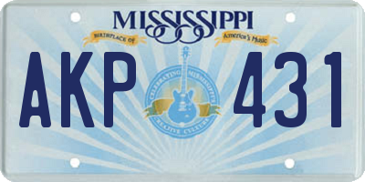 MS license plate AKP431