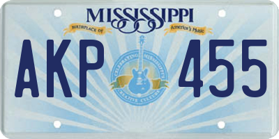 MS license plate AKP455