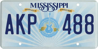 MS license plate AKP488
