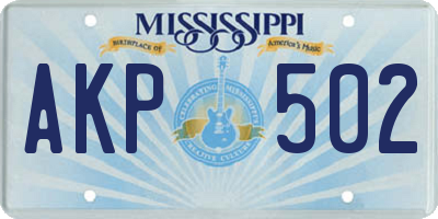 MS license plate AKP502