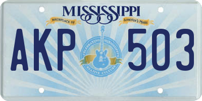MS license plate AKP503