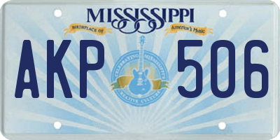 MS license plate AKP506