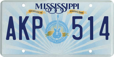 MS license plate AKP514