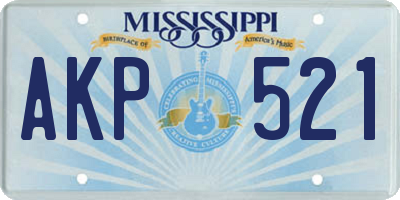 MS license plate AKP521