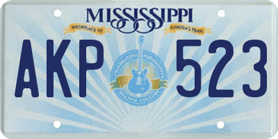 MS license plate AKP523