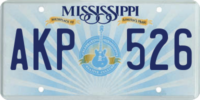 MS license plate AKP526