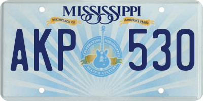 MS license plate AKP530