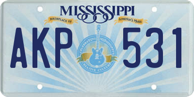 MS license plate AKP531