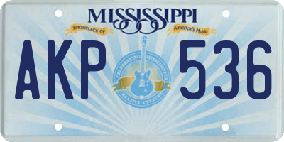 MS license plate AKP536