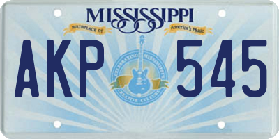 MS license plate AKP545