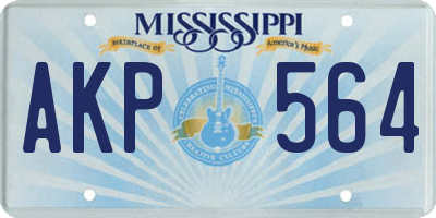 MS license plate AKP564