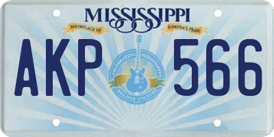 MS license plate AKP566