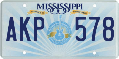 MS license plate AKP578