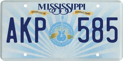 MS license plate AKP585