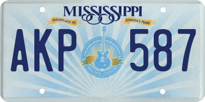 MS license plate AKP587
