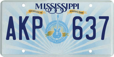 MS license plate AKP637