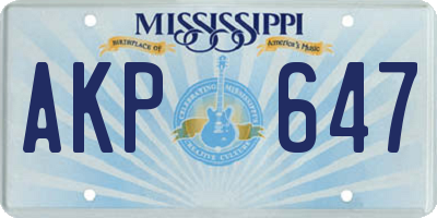 MS license plate AKP647