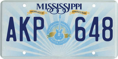 MS license plate AKP648