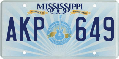 MS license plate AKP649