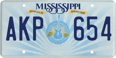 MS license plate AKP654