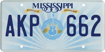 MS license plate AKP662
