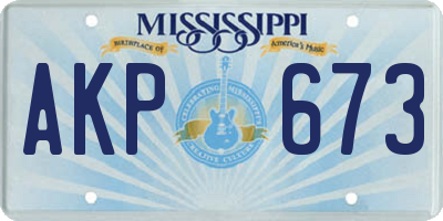 MS license plate AKP673
