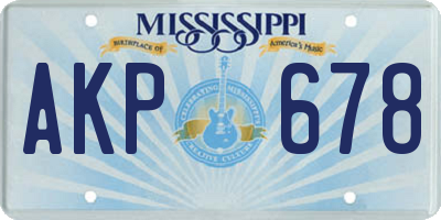 MS license plate AKP678