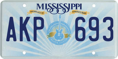 MS license plate AKP693