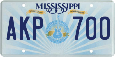 MS license plate AKP700