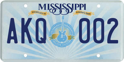 MS license plate AKQ002