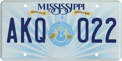 MS license plate AKQ022