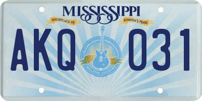 MS license plate AKQ031