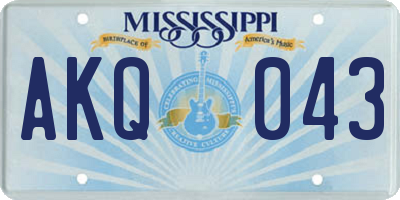 MS license plate AKQ043